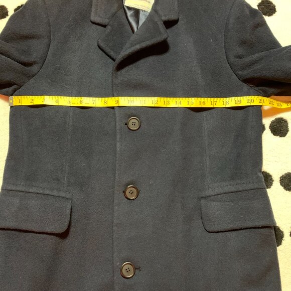 Aquascutum London Vintage 90s Cashmere Wool Overcoat Medium Navy Trench Coat - Picture 13 of 16